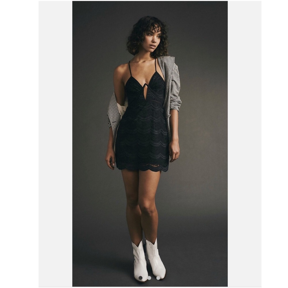 For Love & Lemons Lace Mini Dress Cutout Black Party Cocktail XL, NWT‎